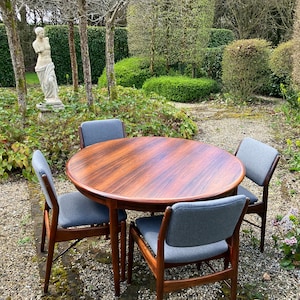 Vintage Mid Century Modern Danish Rosewood Dining Set - 4 Chairs by Arne Vodder, Table by Niels Otto Møller - Pending A10 certificate