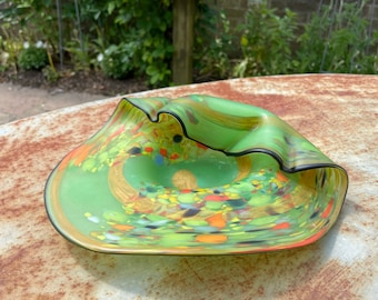 loan nemtoi vase ヴィンテージARTGLASS Ioan Nemtoi ruffled Contemporary Art Glass Signed Vase