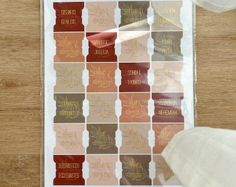 Earth Tone Bible Tabs | Gold Foil, Matte-Coated Stickers