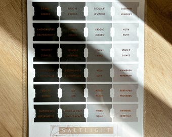 Black Gradient Bible Tabs | Copper Gold Foil, Laminated