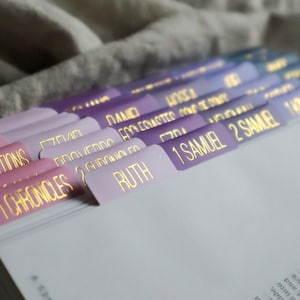 Bible Tabs Lilac Dreams | Matte-Coated Sticker Tabs | Bible Tabs for Men and Women | Journaling Supplies | Bible Devotionals | Laminated