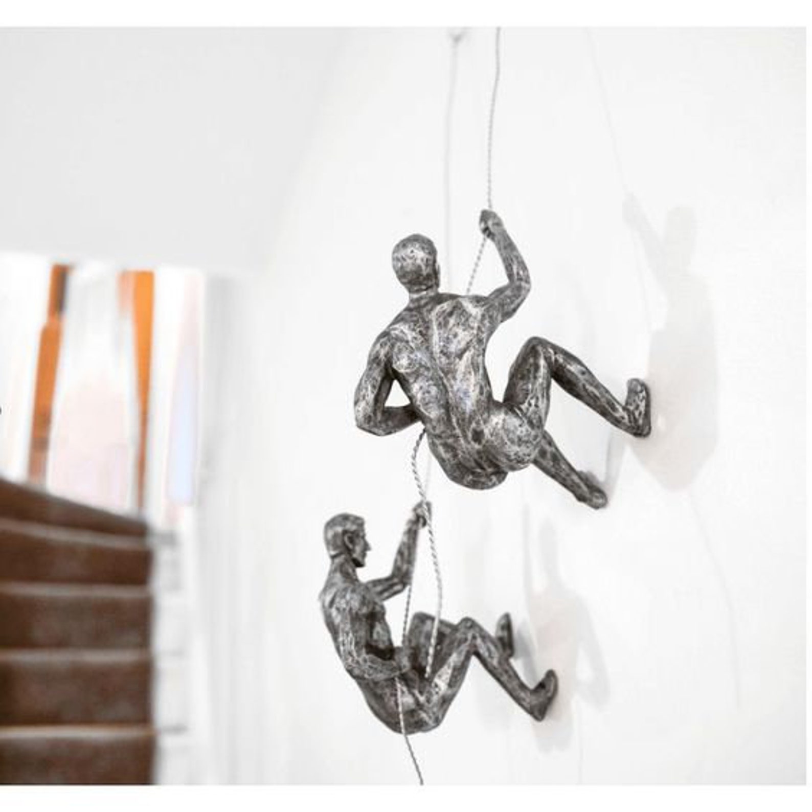 2 Pcs Climbing Man Wall Sculptures Home Decorationgift Etsy