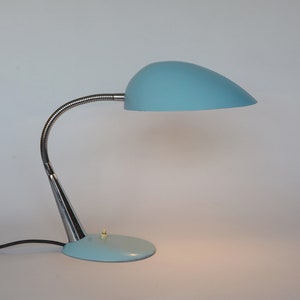 Beautiful mid century desk lamp, vintage pastel blue table light by Cosack, 1950s