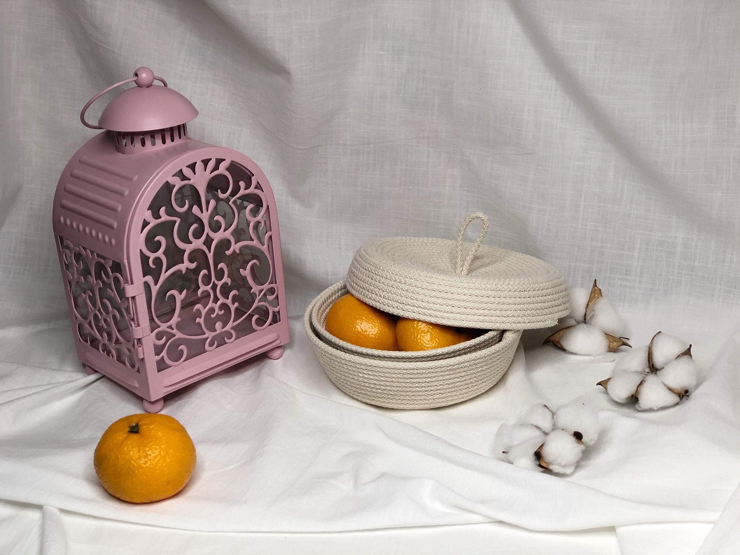 Aufbewahrungskorb mit Deckel Set kleine runde gewebte | Etsy