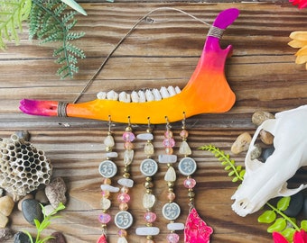 Sunset Gradient Wall Hanging, Painted Bone, Oddities, Home Décor, Bone Art, Painted Bone, Curiosities