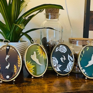 Framed Small Animal Bones with Hand Painted Backgrounds. Multiple Styles Available. Home Décor, Vulture Culture, Witchy Gifts, Oddities