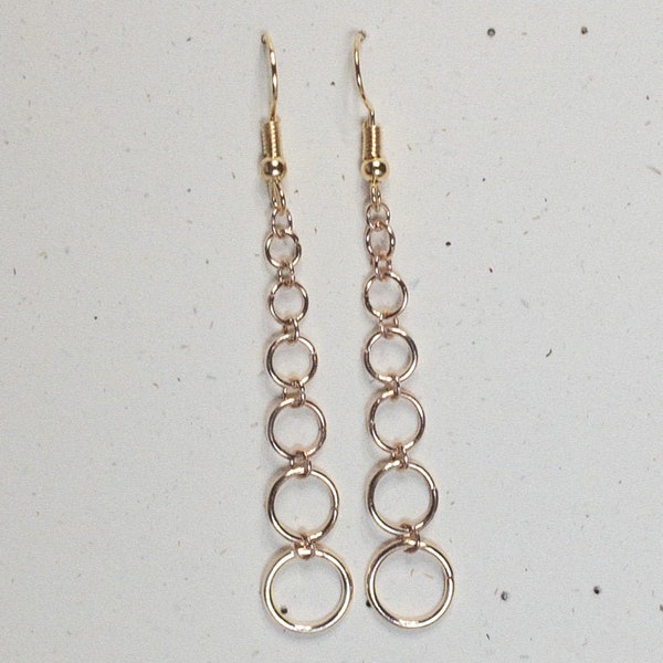 Circle Cascade Earrings - Rose Gold