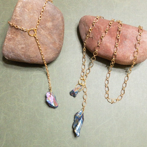 Rainbow Quartz Y Necklace