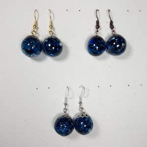 Blue Cracked Marble Earrings