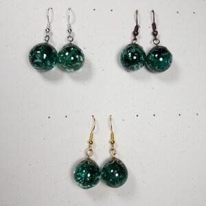 Teal Cracked Marble Earrings