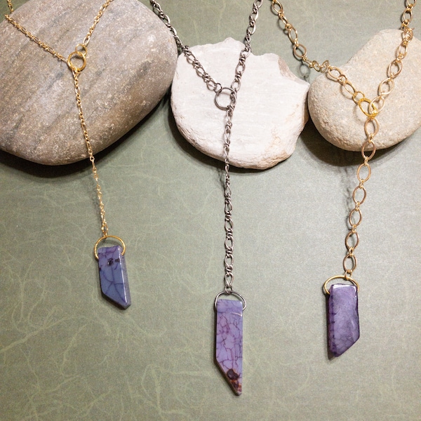 Purple Dragon Vein Y Necklace