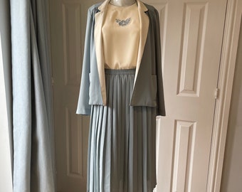 Vintage 1980s Eastex Three Piece Suit Pleated Skirt, Top and Matching Jacket; Co-ordinated Outfit, Formal Ladies Wear, Vintage fashion