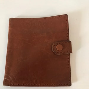 Cartera de cuero marrón ternero de cedro vintage; cartera de hombre retro;