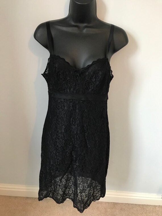 Beautiful and elegant black lacy negligee chemise