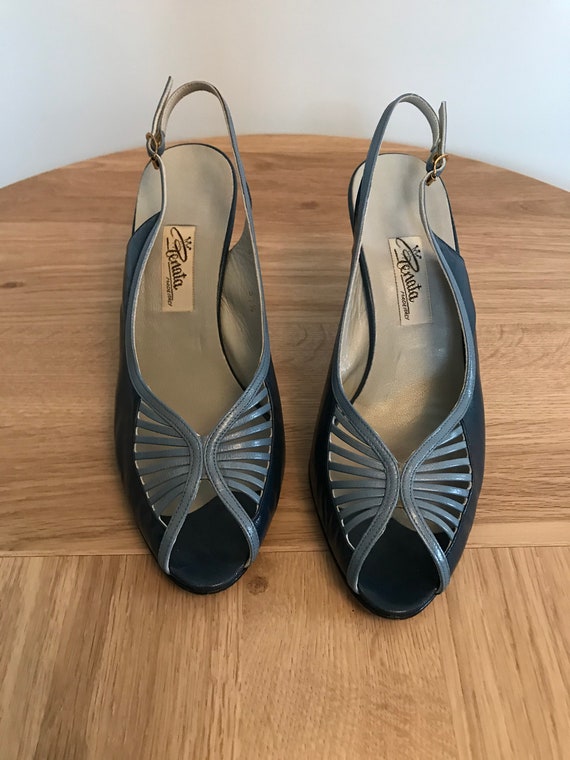 Vintage Renata contrasterende blauwe sandalen Schoenen uit de jaren 80 retro mode Etsy Nederland