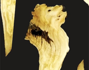 Lion Figured Olivenholzplatte: Benutzerdefinierter Live Edge-Esstisch