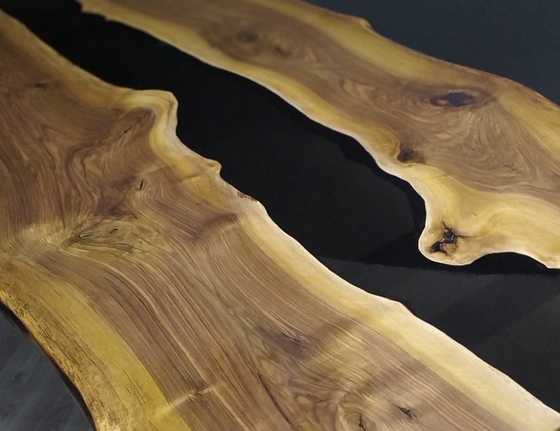 Mesa de resina epoxi, mesa de comedor a medida, mesa de comedor, mesa con borde natural, mesa de cocina de resina epoxi, mesa de comedor de resina epoxi a medida imagen 7