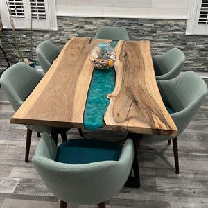 Dining Table, Epoxy Table, Live Edge Dining Table, Epoxy Dining Table, Dining Room Table, Kitchen Table, Walnut Dining Table, Wood Table, Epoxy Resin Dining Table, River Table, Live Edge Table