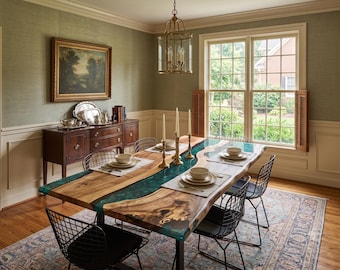 Custom Live Edge Epoxy Dining Table: Wood and Resin River Table