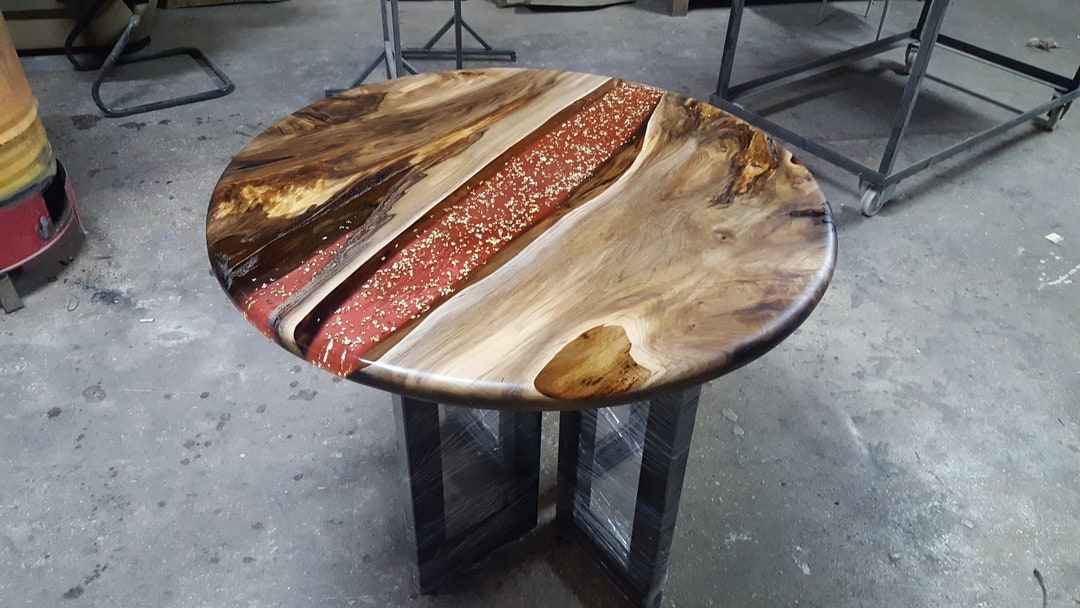 Custom Round Coffee Table, Live Edge Dining Table, Round Epoxy Coffee