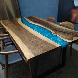 Dining Table, Epoxy Table, Live Edge Dining Table, Epoxy Dining Table, Dining Room Table, Kitchen Table, Walnut Dining Table, Wood Table, Epoxy Resin Dining Table, River Table, Live Edge Table