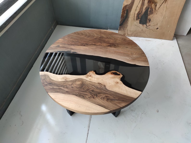 Round Epoxy Table, Round Coffee Table, Round Live Edge Coffee Table, Round Wood Table With Resin, Round Epoxy Table, Round Epoxy Table Top image 7