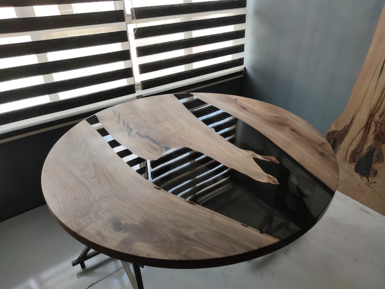 Round Epoxy Table, Round Coffee Table, Round Live Edge Coffee Table, Round Wood Table With Resin, Round Epoxy Table, Round Epoxy Table Top image 1