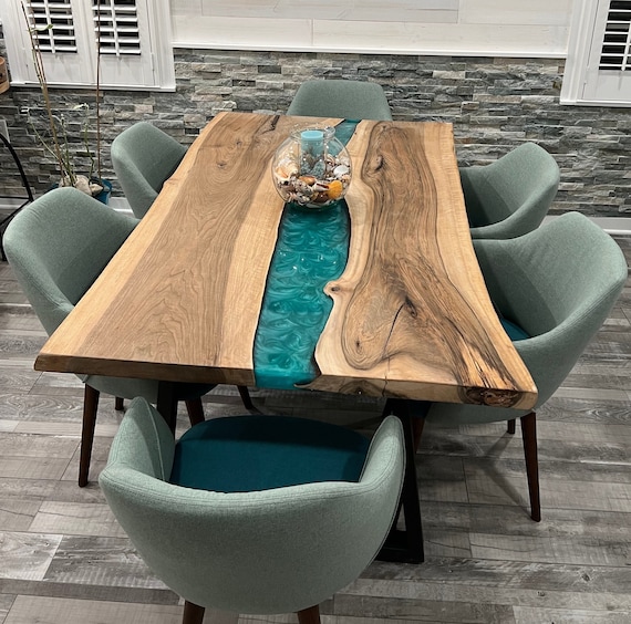 96 x 48 Epoxy Resin Table Top Stunning Live Edge Design for Dining &  Office