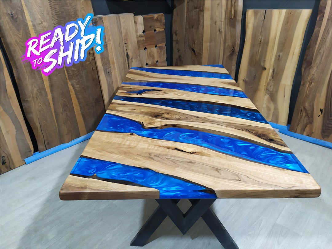 Epoxy Dining Table, Wood and Epoxy Dining Table, Modern Epoxy Kitchen ...