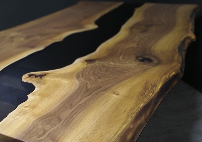 Mesa de resina epoxi, mesa de comedor a medida, mesa de comedor, mesa con borde natural, mesa de cocina de resina epoxi, mesa de comedor de resina epoxi a medida imagen 4
