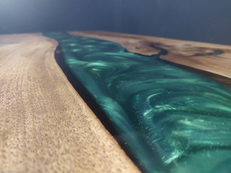 Epoxy Dining Table Epoxy Table, Wood Epoxy Dining Room Table, Live Edge Epoxy Resin Table Top, Wood and Epoxy River Table, Emerald Green Epoxy resin and walnut wood dining room table with metal legs, custom epoxy dining table, epoxy kitchen table