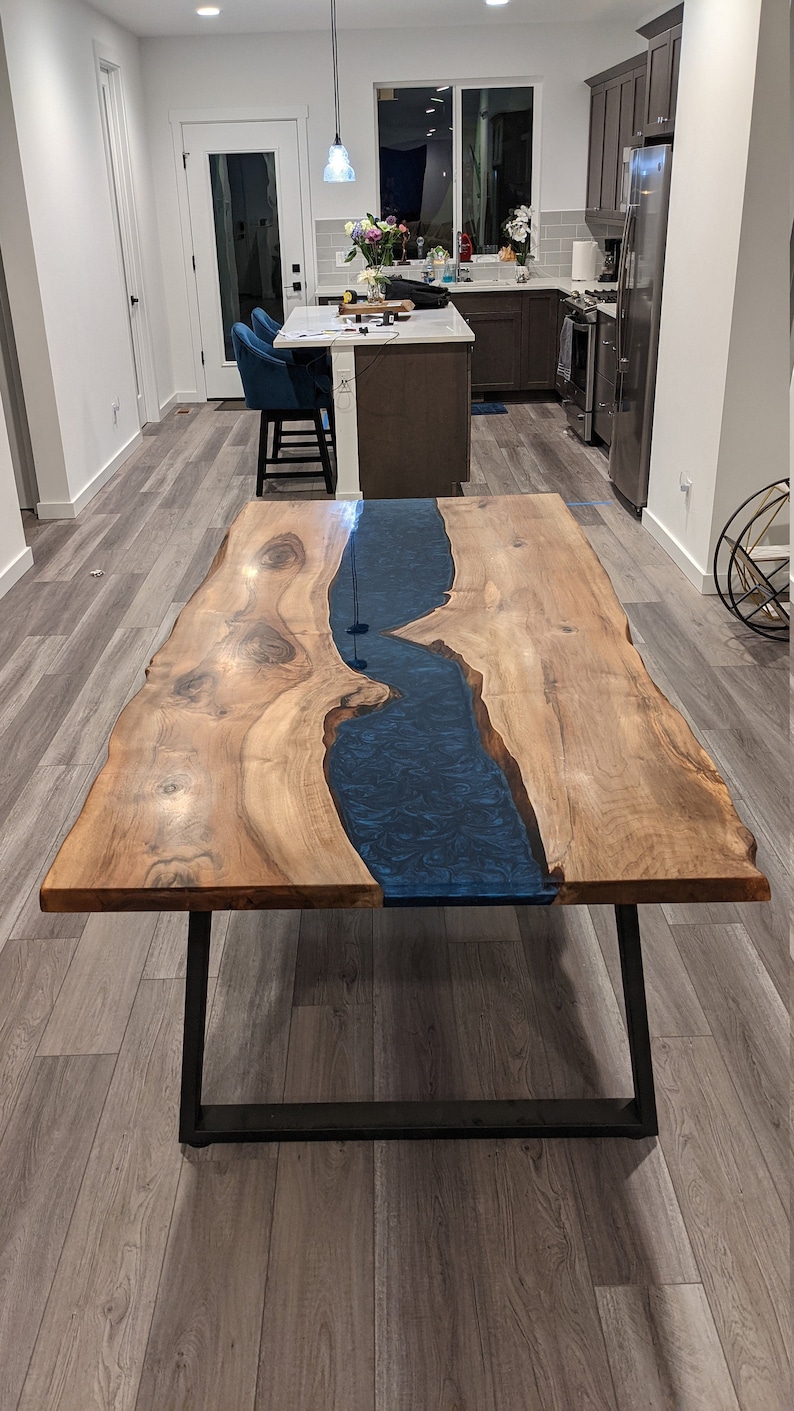 Custom Live Edge Dining Table Epoxy River Table Resin Coffee Etsy