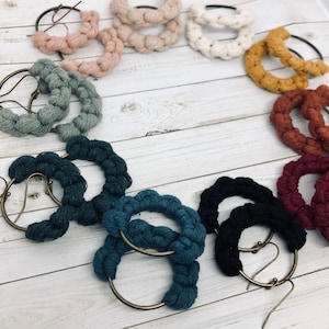 Macrame Hoop Earrings, Boho Hoop Earrings, Macrame Earrings, Dangle Earrings, Hoop Earrings