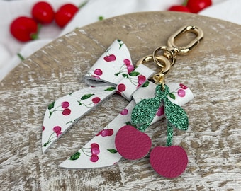Brown & Cherry Logo Hair Bow/Purse Charm 3 Pack Cute Bow Purse Charms - Red, White & Black Bowknot  main image 3