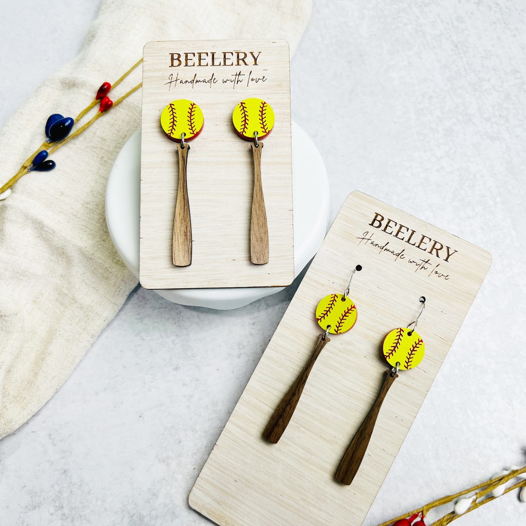 Softball Stud Earrings For Girls