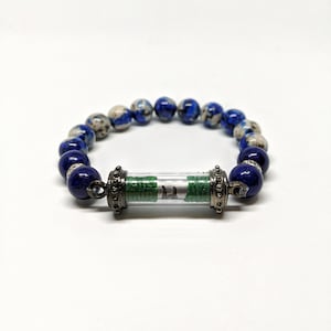 Thai Buddhist Green String Amulet with Natural Stone Bracelet (Blessed) - For Wealth, Financial Success, Money flow