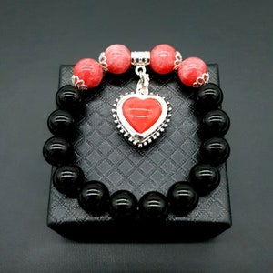Blessed Thai Buddhist Wax Heart Amulet with Natural Stone Bracelet - For Love, Charm, Attraction