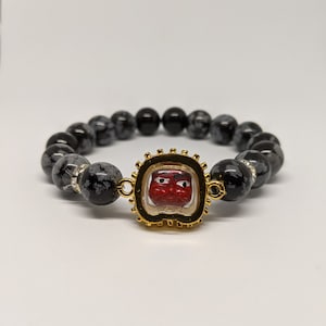 Blessed Thai Good-Luck Hunter Amulet with Natural Stone Bracelet - Brings Good Luck & Wealth