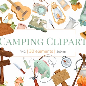 Camping clipart / Summer clipart / Travel clipart / Camper clipart / Outdoor clipart / Summer vacation clipart PNG / Camping life png