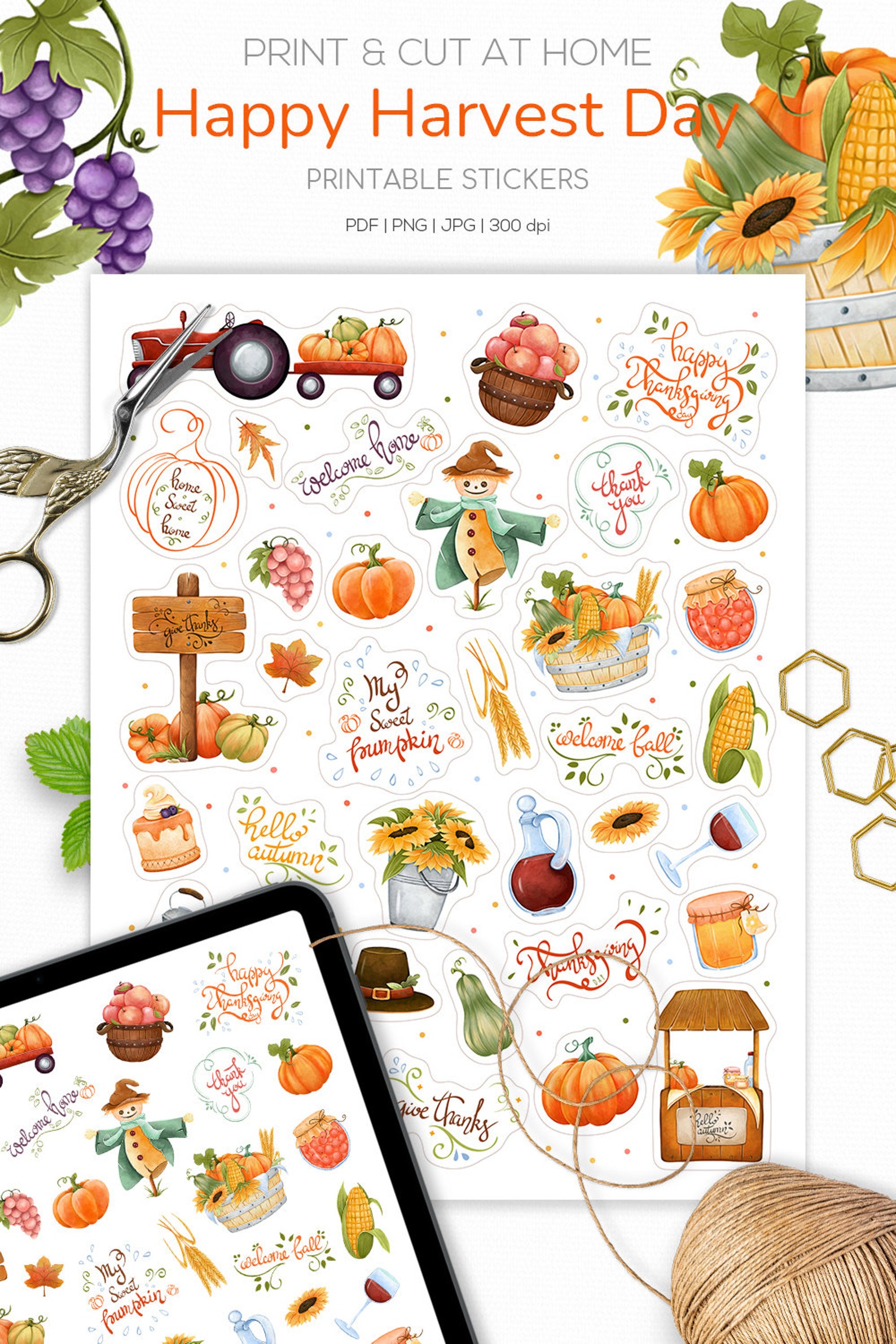 Fall Sticker Sheet Thanksgiving Planner Stickers Bullet - Etsy