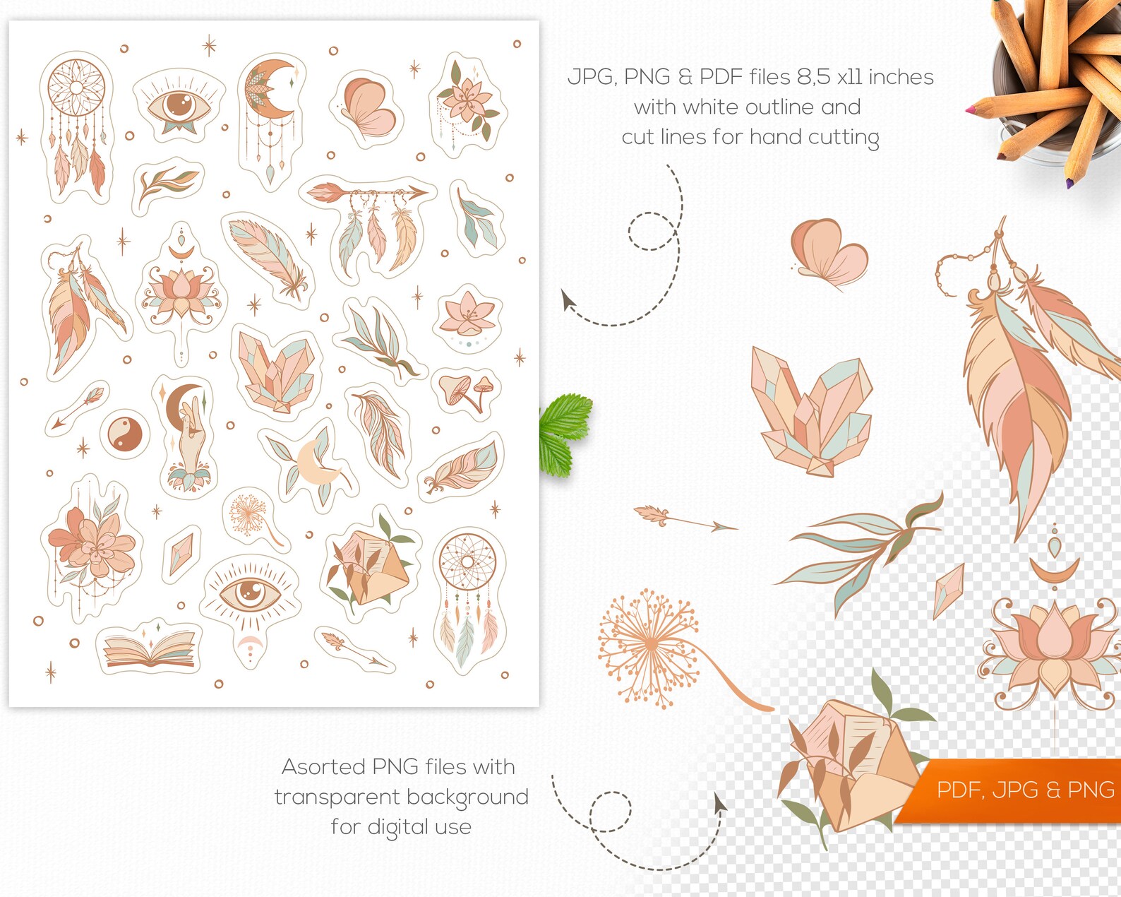 Boho Sticker Sheet Printable Boho Planner Stickers Bullet - Etsy Finland