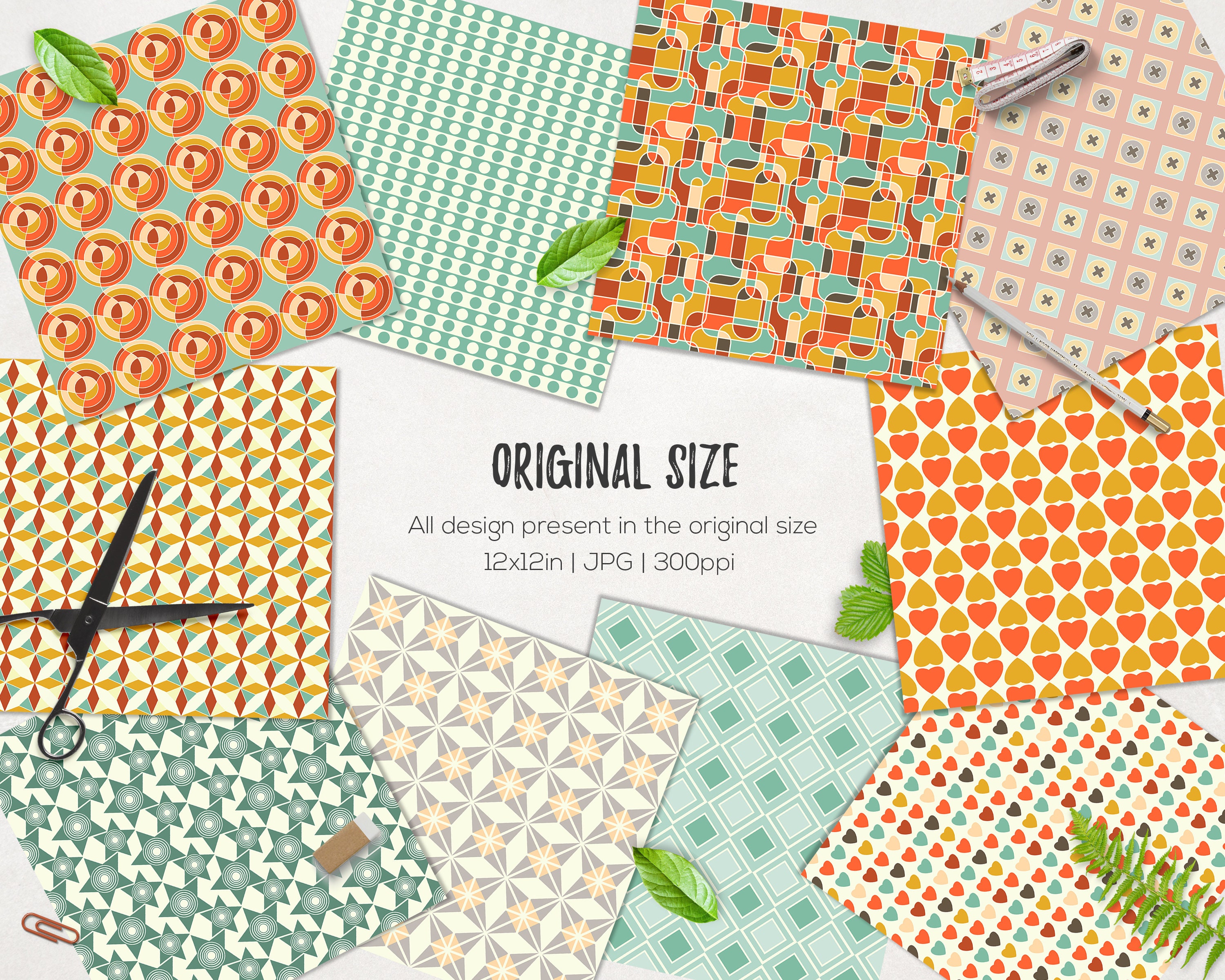 Retro Style Digital Paper. Retro Scrapbook Paper. Retro Etsy