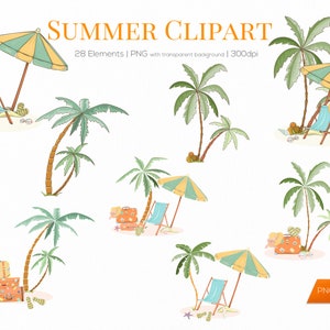 Summer clipart Summer vacation clipart Cute summer clipart Beach clip art Summer pool clipart Elegant beach clipart Summer party image 3