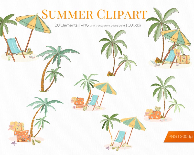 Summer clipart Summer vacation clipart Cute summer clipart Beach clip art Summer pool clipart Elegant beach clipart Summer party image 3