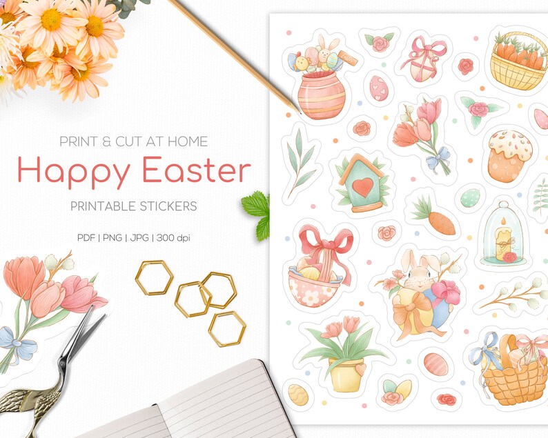Easter Sticker Sheet Printable Easter Planner Stickers - Etsy