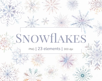 Snowflake clipart | Winter clipart | Watercolor blue flakes | Snow holiday clipart | Watercolor clipart | Christmas and New Year clipart