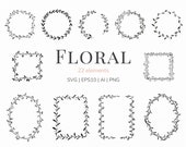 Floral wreath svg Circle monogram svg Cricut wreath svg Circle frame svg Laurel wreath svg Flower svg Wreath bundle svg files
