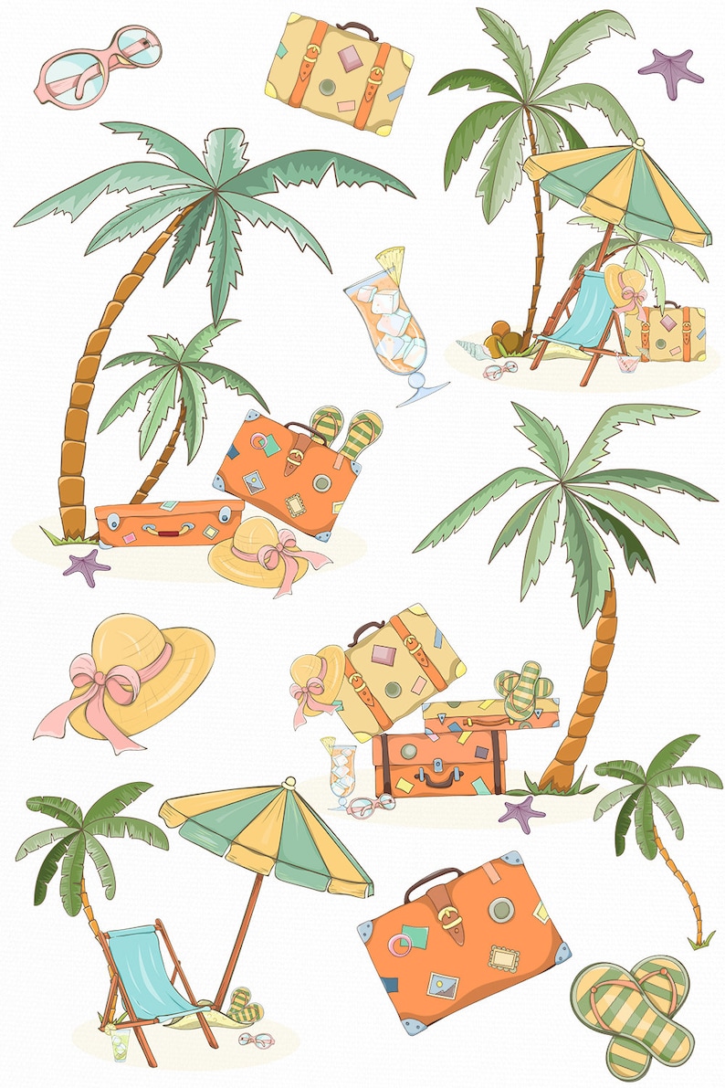 Summer clipart Summer vacation clipart Cute summer clipart Beach clip art Summer pool clipart Elegant beach clipart Summer party image 6