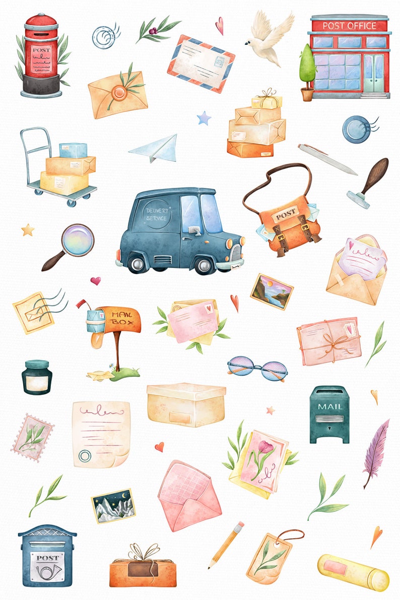 Mail Clipart Png Set Post Office Clipart Air Mail Clipart - Etsy
