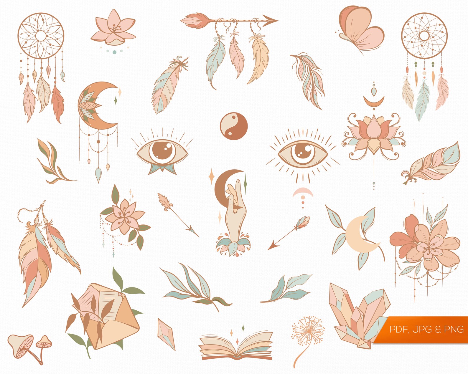 Boho sticker sheet Printable boho planner stickers Bullet | Etsy